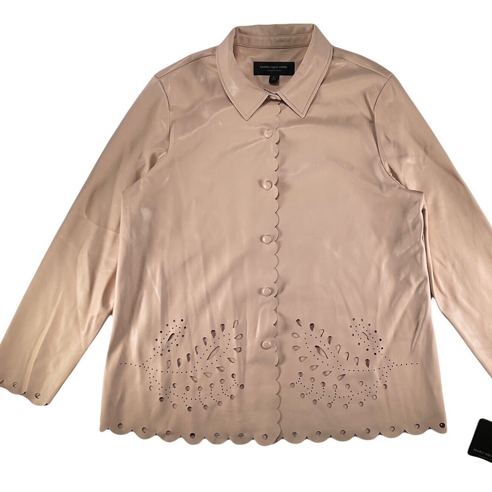 Marc New York Vegan Leather Jacket Laser Cut Buttery Soft Lightweight Pink M